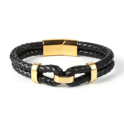 Luxus férfi női fekete és barna fonott valódi bőr kötél karkötők rozsdamentes acél varázskapocs Pulseiras Masculina ékszerek