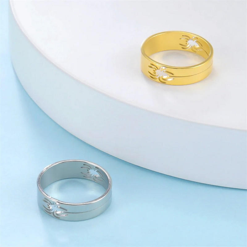 My Shape Tuščiaviduriai Spider Nerūdijančio plieno žiedai vyrams Moterims Pankų Goth Pirštų žiedai Mados Helovinas Šaunūs berniukų papuošalai Dovanos