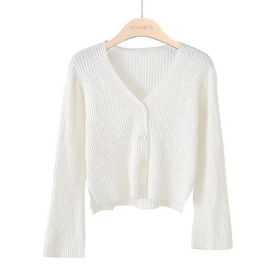 Naiste kampsun 2022. aasta Korea stiilis isikupära lühikeste pikkade varrukatega rinnaga ühevärviline kootud kampsun, naiste mantel kampsunid