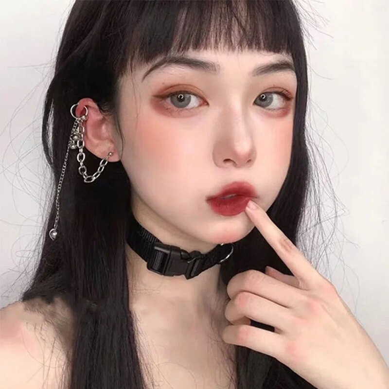 Punk Hip-Hop Sudraba Krāsa Auskari Unisex Gari Pušķu Pērlīšu Ķēdes Auskari Forši Meitenes Zēni Ballīte Dāvanas Pīrsings Ausu Rotaslietas