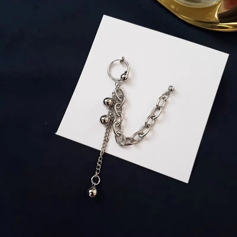 Punk Hip-Hop Sudraba Krāsa Auskari Unisex Gari Pušķu Pērlīšu Ķēdes Auskari Forši Meitenes Zēni Ballīte Dāvanas Pīrsings Ausu Rotaslietas