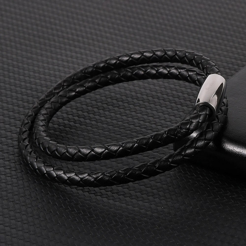 Kétrétegű, sima valódi bőr pántos karkötők férfi rozsdamentes acél mágneses csattal, minimalista kézi csuklópántos ékszerek