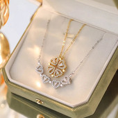 Magnētiskā sirds četru lapu āboliņa kaklarota sievietēm Sweet Ins stila ziedu cirkona kulonu rotaslieta dāvana draudzenei mīļotajam