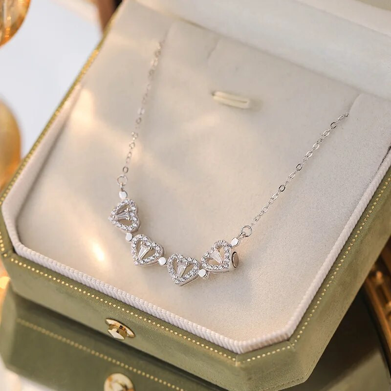 Magnētiskā sirds četru lapu āboliņa kaklarota sievietēm Sweet Ins stila ziedu cirkona kulonu rotaslieta dāvana draudzenei mīļotajam