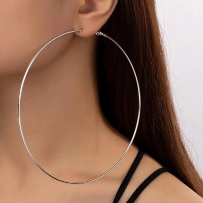 Modes pārspīlēti 12 cm īpaši lieli stīpas auskari gludi, lieli apļveida auskari sievietēm Statement rotaslietas.