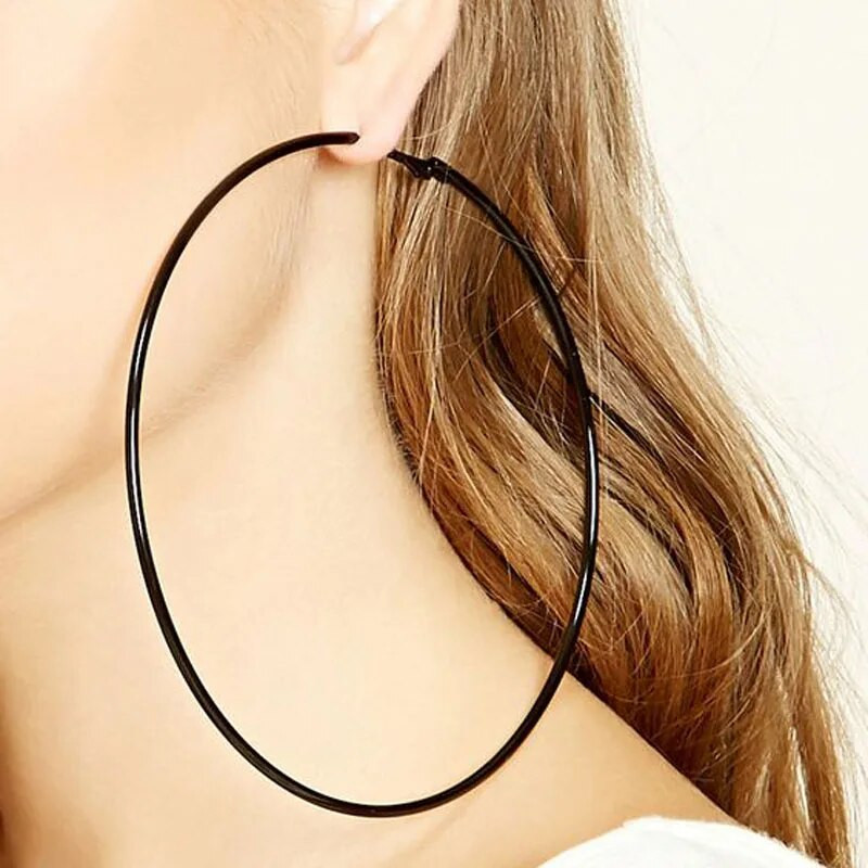 Modes pārspīlēti 12 cm īpaši lieli stīpas auskari gludi, lieli apļveida auskari sievietēm Statement rotaslietas.