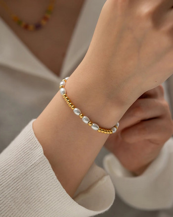 Youthway Fashion Бяла стъклена перлена мъниста Гривна от неръждаема стомана за жени Fashion Texture Charm Jewelry Bijoux 2023