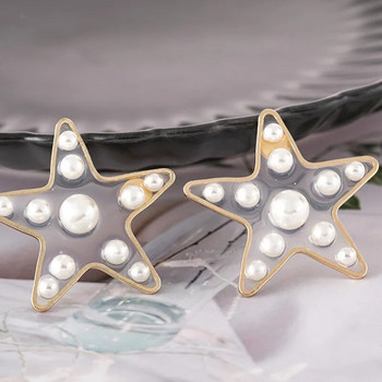 Σκουλαρίκια με πεντάκτινα αστέρια με μαργαριτάρι καρφιά για γυναίκες Γοτθικά κορεάτικα σκουλαρίκια Μόδα για πάρτι γάμου Accesorios Mujer 2023 Brincos