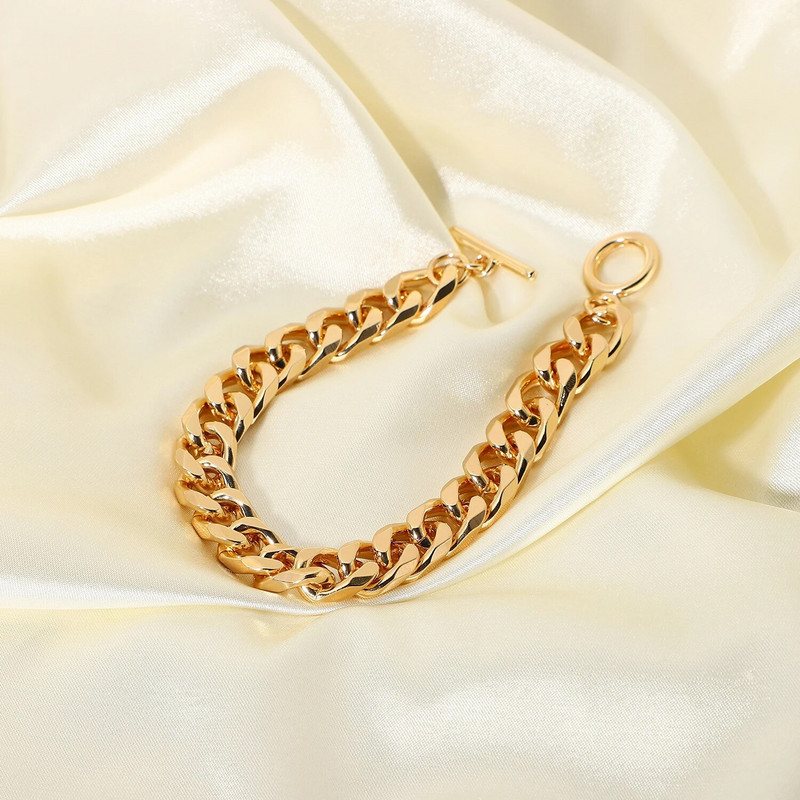 Punk hiphopo stiliaus 8,66 mm storio kubietiškos grandinėlės apyrankės moterims OT Stick sagties saito rankinė grandinėlė, stambios apyrankės papuošalai