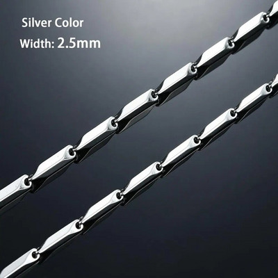 2,5 mm/3 mm nerūsējošā tērauda stieņa savienojuma bambusa ķēde Augstas kvalitātes zelta/sudraba krāsas kaklarotas kaklarotas kaklarota sievietēm Vīriešu rotaslietu aksesuārs