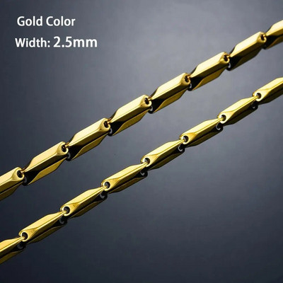 2,5 mm/3 mm nerūsējošā tērauda stieņa savienojuma bambusa ķēde Augstas kvalitātes zelta/sudraba krāsas kaklarotas kaklarotas kaklarota sievietēm Vīriešu rotaslietu aksesuārs