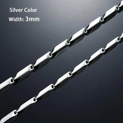 2,5 mm/3 mm nerūsējošā tērauda stieņa savienojuma bambusa ķēde Augstas kvalitātes zelta/sudraba krāsas kaklarotas kaklarotas kaklarota sievietēm Vīriešu rotaslietu aksesuārs