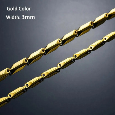 2,5 mm/3 mm nerūsējošā tērauda stieņa savienojuma bambusa ķēde Augstas kvalitātes zelta/sudraba krāsas kaklarotas kaklarotas kaklarota sievietēm Vīriešu rotaslietu aksesuārs