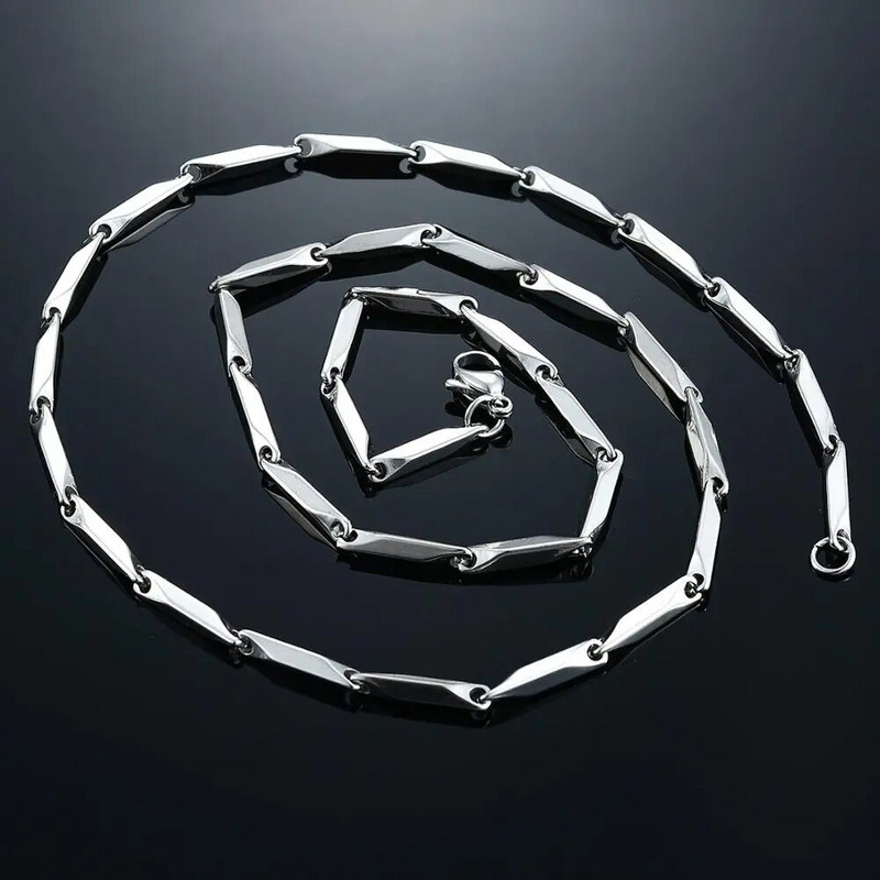 2,5 mm/3 mm nerūsējošā tērauda stieņa savienojuma bambusa ķēde Augstas kvalitātes zelta/sudraba krāsas kaklarotas kaklarotas kaklarota sievietēm Vīriešu rotaslietu aksesuārs