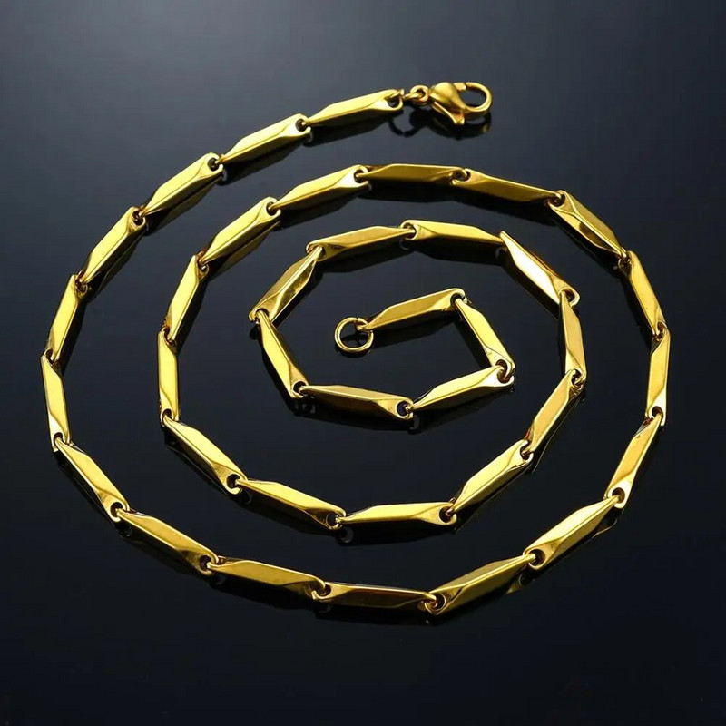 2,5 mm/3 mm nerūsējošā tērauda stieņa savienojuma bambusa ķēde Augstas kvalitātes zelta/sudraba krāsas kaklarotas kaklarotas kaklarota sievietēm Vīriešu rotaslietu aksesuārs