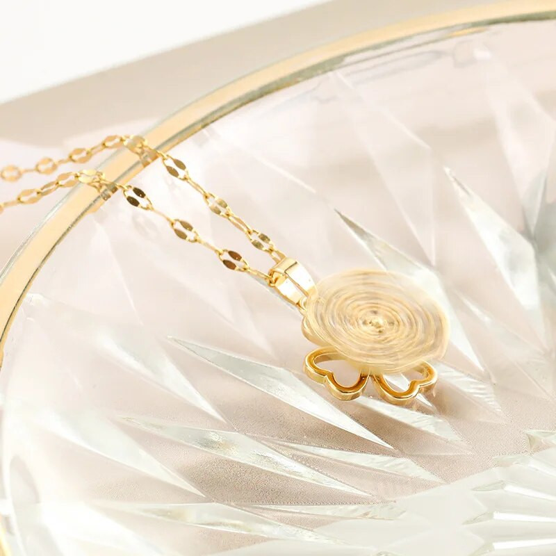 Peen moodne kahekihiline 360° pöörleva südamega neljalehelise ristiku kaelakee naistele loova õnnega vasest mikroinkrusteeritud ehted