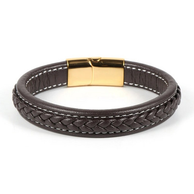 Férfi női fekete barna valódi bőr karkötők arany ezüst színű rozsdamentes acél csat divat ékszerek