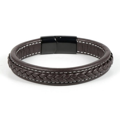 Férfi női fekete barna valódi bőr karkötők arany ezüst színű rozsdamentes acél csat divat ékszerek