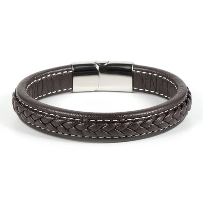 Férfi női fekete barna valódi bőr karkötők arany ezüst színű rozsdamentes acél csat divat ékszerek