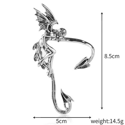 Punk Devil Elf Rose Ear Cuff Auskari Gothic Dark Clip Auskari Sievietēm Metāla Sudraba Krāsa Viltus Pīrsings Auskaru Ballīte Juvelierizstrādājumi