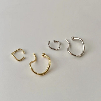 Απλή χρυσή ασημί χρώμα Γεωμετρικές μανσέτες αυτιών χωρίς τρύπημα Ασύμμετρα σκουλαρίκια με κλιπ για γυναίκες Fake piercing earbone earbone