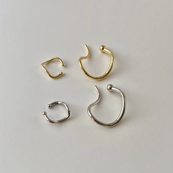 Απλή χρυσή ασημί χρώμα Γεωμετρικές μανσέτες αυτιών χωρίς τρύπημα Ασύμμετρα σκουλαρίκια με κλιπ για γυναίκες Fake piercing earbone earbone