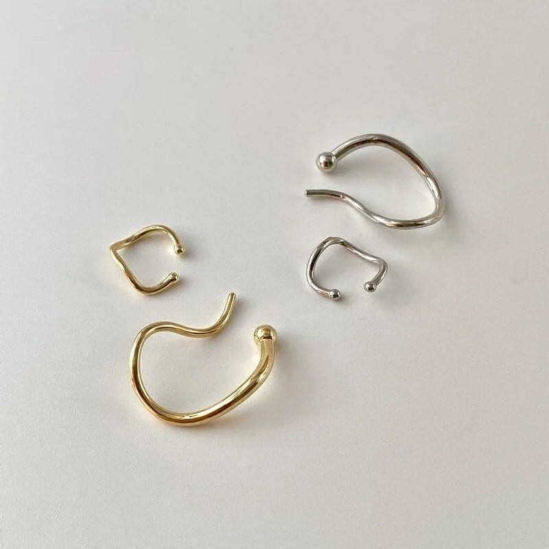 Jednostavne zlatno-srebrne boje, geometrijske manžete za uši bez pirsinga, asimetrične naušnice s klipsom za žene, lažne naušnice s pirsingom