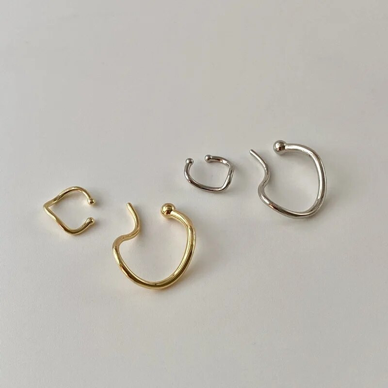 Jednostavne zlatno-srebrne boje, geometrijske manžete za uši bez pirsinga, asimetrične naušnice s klipsom za žene, lažne naušnice s pirsingom