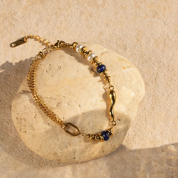 Youthway Exquisite Glass Pearl Lapis Lazuli Shaped Water Drop Metal Casting βραχιόλι για γυναίκες Αδιάβροχο κόσμημα δώρου για πάρτι