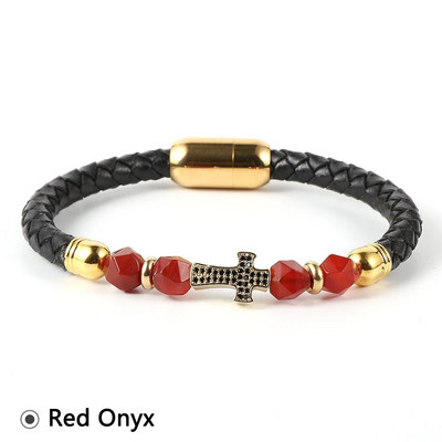 Nabest vīriešu sieviešu misiņa cirkonīta krusts īstas ādas rokassprādze, sejas roze, tīģera acu krelles, nerūsējošā tērauda sprādzes aproce