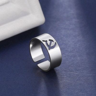 VASSAGO 2023 m. naujas sovietinis logotipas su kūjo pjautuvu žiedas iš nerūdijančio plieno, reguliuojamas senovinių papuošalų vakarėlio dovana vyrams ir moterims