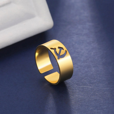 VASSAGO 2023 m. naujas sovietinis logotipas su kūjo pjautuvu žiedas iš nerūdijančio plieno, reguliuojamas senovinių papuošalų vakarėlio dovana vyrams ir moterims