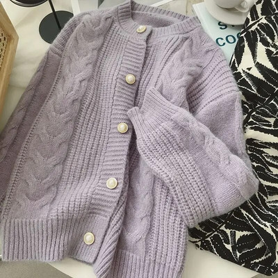 7 krāsu džemperi Sieviešu vintage maigs ikdienišķs korejiešu modes ins Trikotāžas jakas, pogas, dizains pavasarīgi, vienkārši, jauni džemperi Mujer