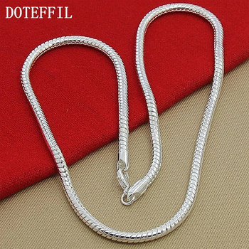 DOTEFFIL Ασημί Χρώμα 16/18/20/24/22/24/26/30 Inch 3mm Snake Chain Κολιέ για Γυναίκα Ανδρικό κόσμημα αρραβώνων γάμου