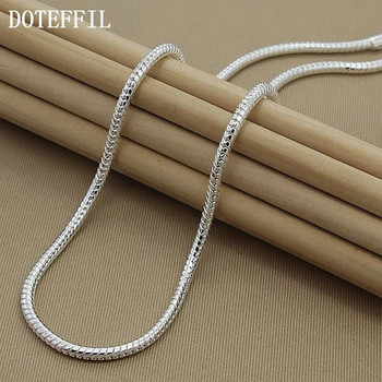 DOTEFFIL Ασημί Χρώμα 16/18/20/24/22/24/26/30 Inch 3mm Snake Chain Κολιέ για Γυναίκα Ανδρικό κόσμημα αρραβώνων γάμου