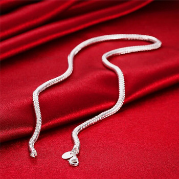 DOTEFFIL Ασημί Χρώμα 16/18/20/24/22/24/26/30 Inch 3mm Snake Chain Κολιέ για Γυναίκα Ανδρικό κόσμημα αρραβώνων γάμου