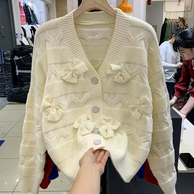 2023. gada rudens ziemas džemperi Sieviešu džemperis Jauns V veida kakla izgriezums, trikotāžas trikotāžas sieviešu tops korejiešu modes jaka sievietēm