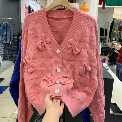 2023. gada rudens ziemas džemperi Sieviešu džemperis Jauns V veida kakla izgriezums, trikotāžas trikotāžas sieviešu tops korejiešu modes jaka sievietēm