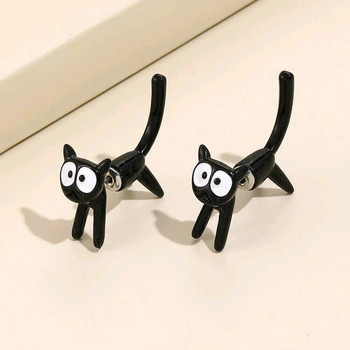 Αξεσουάρ για γυναίκες Χαριτωμένα μαύρη γάτα μπροστά καρφωτά σκουλαρίκια για γυναίκες κορίτσια Δημιουργικό κοσμήματα δώρου γενεθλίων επετείου