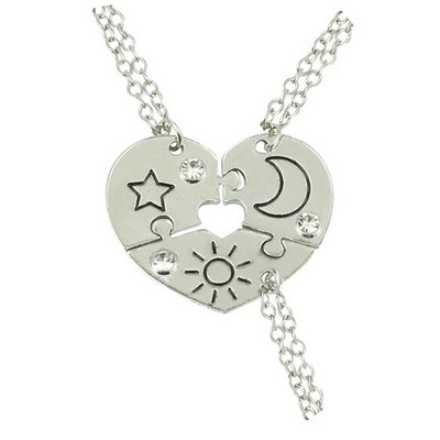 3 db/szett Best Friends nyaklánc szív alakú medál BFF nyakláncok barátság nyaklánc nőknek lányok nővérek láncok ajándék