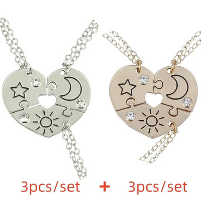 3 db/szett Best Friends nyaklánc szív alakú medál BFF nyakláncok barátság nyaklánc nőknek lányok nővérek láncok ajándék