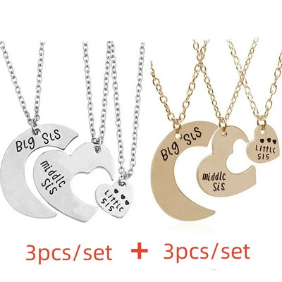 3 db/szett Best Friends nyaklánc szív alakú medál BFF nyakláncok barátság nyaklánc nőknek lányok nővérek láncok ajándék