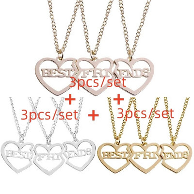 3 db/szett Best Friends nyaklánc szív alakú medál BFF nyakláncok barátság nyaklánc nőknek lányok nővérek láncok ajándék