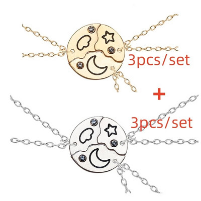 3 db/szett Best Friends nyaklánc szív alakú medál BFF nyakláncok barátság nyaklánc nőknek lányok nővérek láncok ajándék