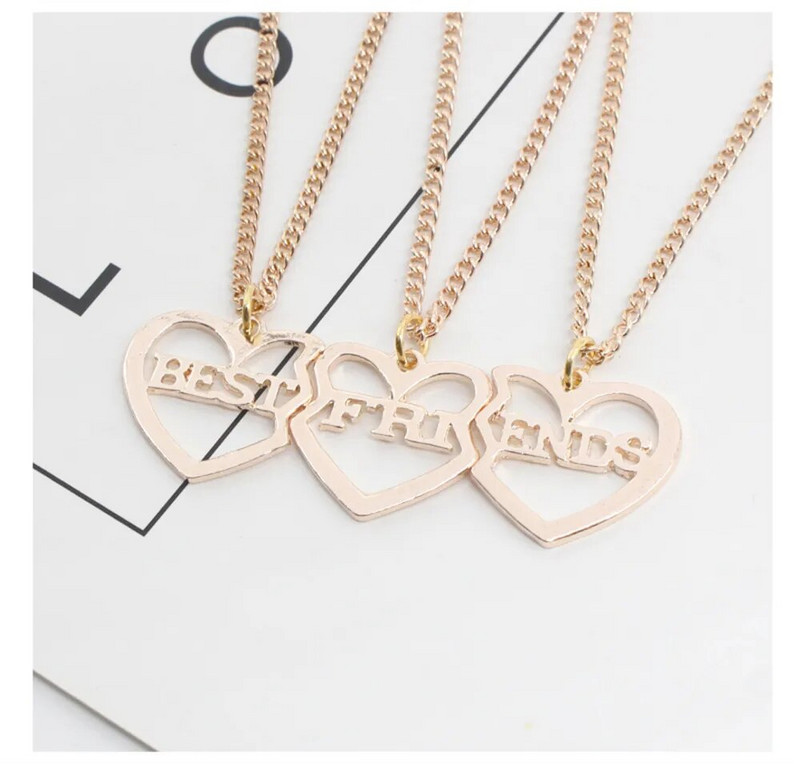 3 db/szett Best Friends nyaklánc szív alakú medál BFF nyakláncok barátság nyaklánc nőknek lányok nővérek láncok ajándék