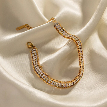 Youthway Luxury Double Layer White Cubic Zirconia βραχιόλι Υψηλής ποιότητας κοσμήματα μόδας αδιάβροχο για γυναίκες Δώρο