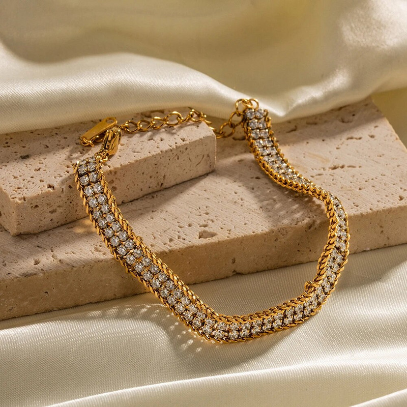 Youthway luksuslik kahekihiline valge kuupmeetrist tsirkooniumoksiidist käevõru kvaliteetsed moeehted veekindlad naistele kingitus