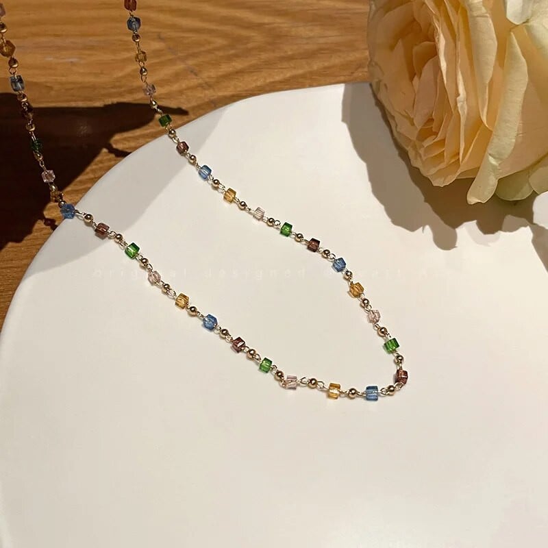 Värviliste helmestega kaelakee naistele kaelaketid kaelakeed Choker kaelakeed Boho värvilised Summer Collier Femme Bohemia ehted Tasuta kohaletoimetamine