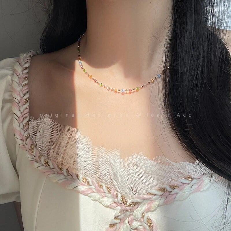 Värviliste helmestega kaelakee naistele kaelaketid kaelakeed Choker kaelakeed Boho värvilised Summer Collier Femme Bohemia ehted Tasuta kohaletoimetamine