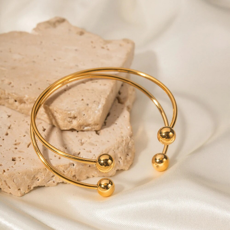 Youthway nerūsējošā tērauda dubultā lodīšu atvērta aproču rokassprādze sievietēm šarmu tekstūras modes rotaslietas 2023 JAUNUMS